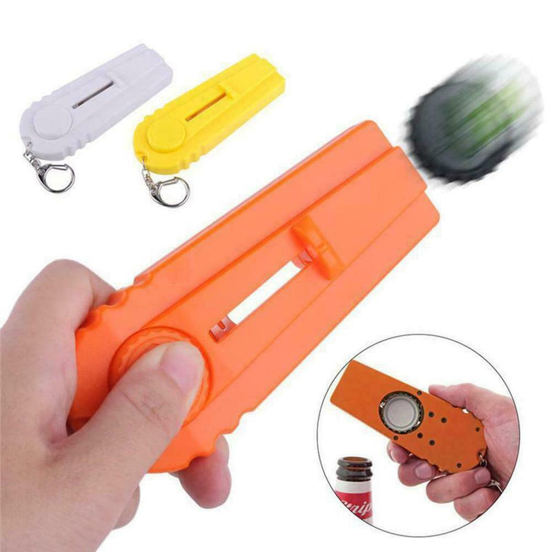 Flying Beer Drink Bottle Opener Cap Launcher Top Shooter Z0Q Gun H Ring K5 E6B4