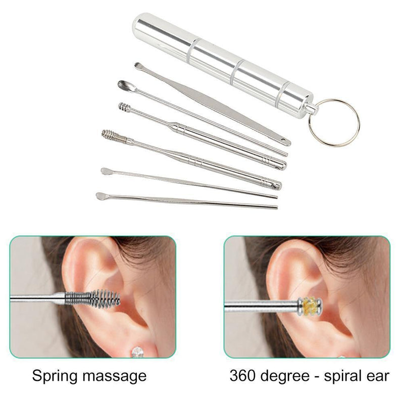 6pcs Stainless Steel Ear Cleaner Ear Cleaning Tool Curette Ear Spoon Health Care