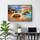 5D Diamond Painting DIY Sunrise beach Full Drill Round Rhinestone Newly