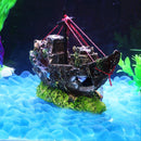 Aquarium Ornament   Sailing Boat Sunk Ship Destroyer Fish Tank Cave Decor Newly