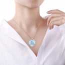 White Crystal Cat Pattern Pendant Women's Necklace Heart Shaped Jewelry