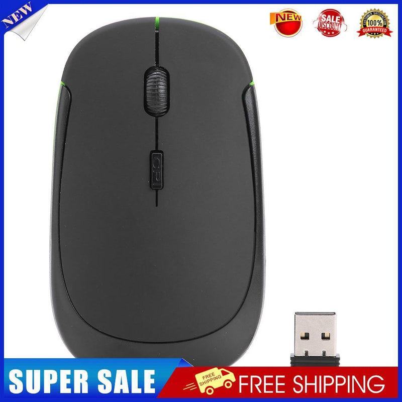 2.4G Wireless Mouse Optical 4 Button 1600DPI Mice w/USB Receiver (Black)