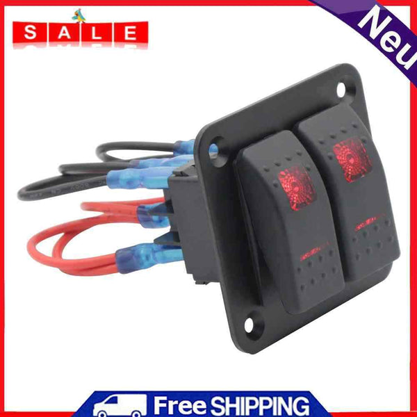 Marine Boat 2-Speed Dual LED Switch Panel Truck Car Waterproof 5P Rocker Switch
