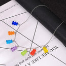 Necklace Jewelry Handmade Candy Colors Cute Cartoon Pendant Bear Chain N4Z8