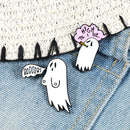 Cartoon Dripping Oil Clothes Lapel Pin White Ghost Enamel Pins Badge Brooch