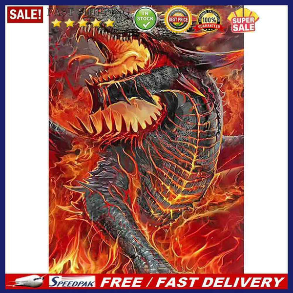 Fire Dragon Oil Paint by Numbers Hand Painted Frameless Picture Home Orname