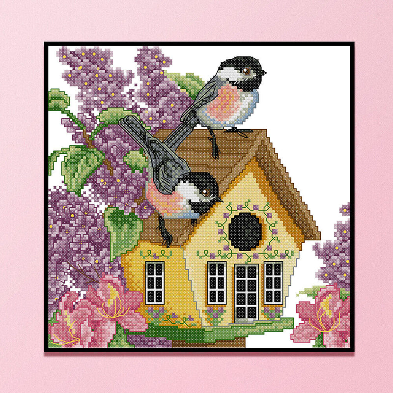Partial Cross Stitch Birds House Embroidery Cotton Thread DIY Needleworks