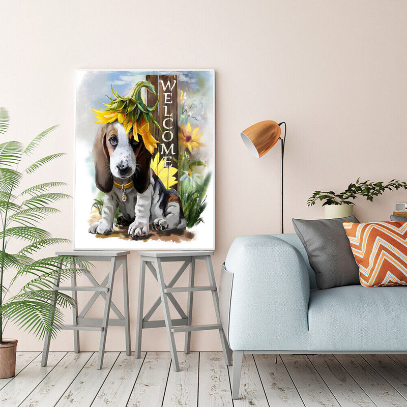 Handpainted DIY Sunflower and Puppy Oil Paint by Numbers Pictures Craft Gift Kit