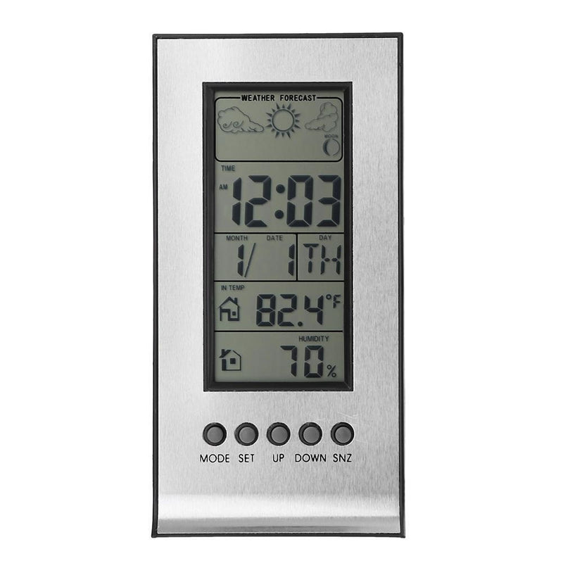 Indoor Outdoor Wireless Weather Station Alarm Clock Snooze ForecastCalendar