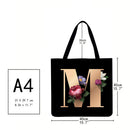 Alphabet flowers Printed Shoulder Shopping Bag Casual Large Tote Handbag N