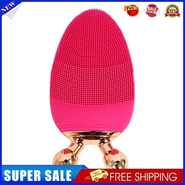 2 in 1 Facial Cleansing Brush Ultrasonic Vibration Cleaning Massager (Red)