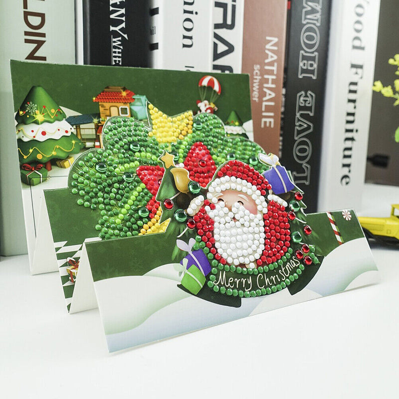 Santa Claus 5D DIY Special Shaped Diamond Painting Greeting Card Handmade Cards