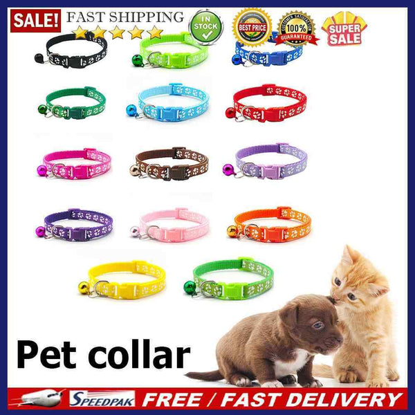 12pcs Dog Collar Cartoon Paw Print Pet Dog Cat Neck Strap for Small Puppy Kitten