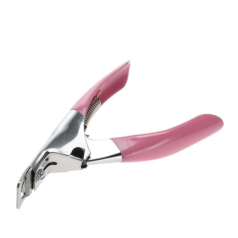 Manicure Cutter Clipper False Nail U One Word Cut Stainless Steel (Pink)