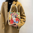 Casual Big Capacity Shopping Tote Portable Linen Women Lunch Bag Shoulder Pouch