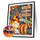 DIY Pumpkin Gnome Mosaic Full Round Diamond Drawing Handmade Rhinestone Craft