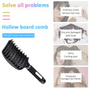 Portable Curved Ribs Scalp Massage Comb Fluffy Brush (B Black)