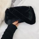 Portable Plush Shoulder Handbag Women Animal Print Underarm Bag Purse (1)