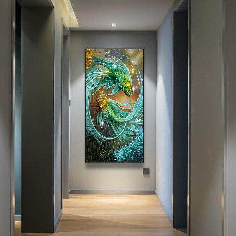 5D Diamond Painting Full Square Drill Cuddling Fish Mosaic Rhinestone Picture