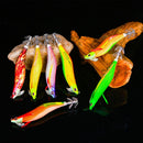 Lifelike Luminous Jigs Wood Shrimp Lures Squid Hook Octopus Bait Fishing Tackle