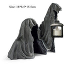 Witch Lantern Ghost Sculpture Ground Reaper Halloween Witch Ornament Statue