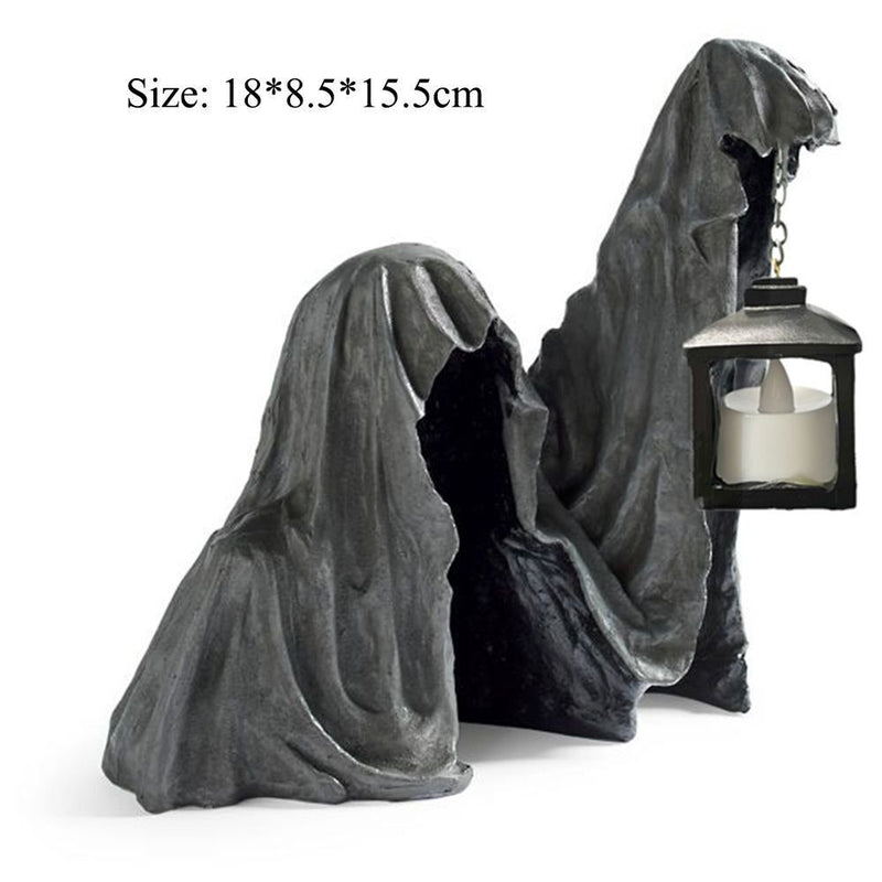 Witch Lantern Ghost Sculpture Ground Reaper Halloween Witch Ornament Statue