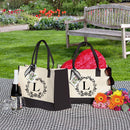 Fashion Canvas Handbag Letter Printed Portable Shoulder Shopping Tote Purse Bag