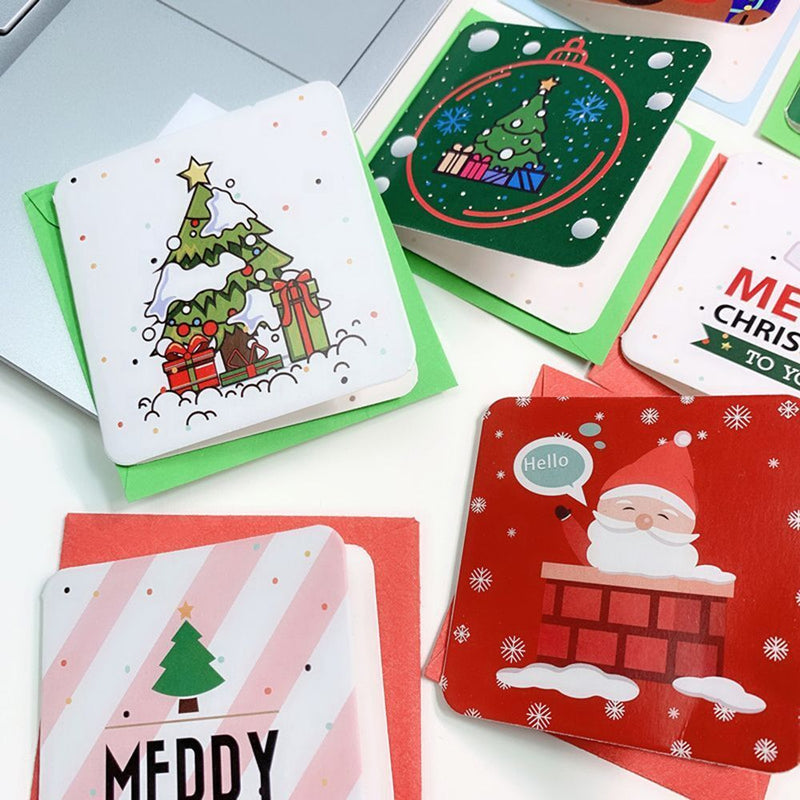 Year Merry Christmas Postcard Xmas Patterns With Envelope Mini Greeting Cards