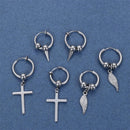 Steel Dangle Drop Clip Hoop Ear Stud Piercing Earrings Retractable Earrings