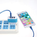 3USB EU Plug LED Mobile Phone Charger Multi-Head Travel Charger(2A)(Blue)