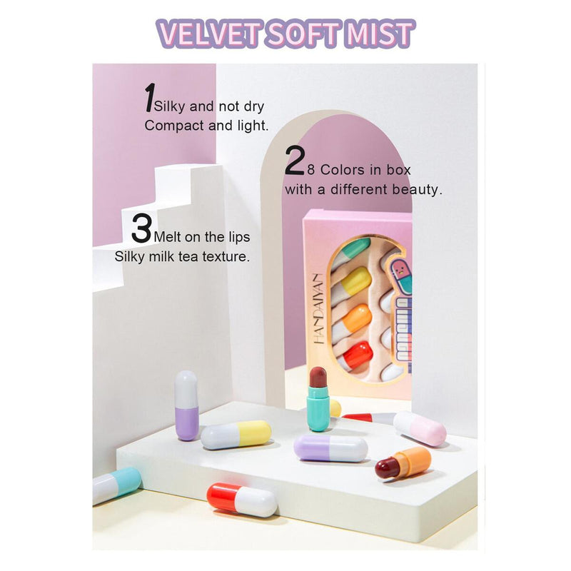 Capsule Lipstick Set 8pcs Waterproof Moisturizing Long Lasting Care Beauty ~