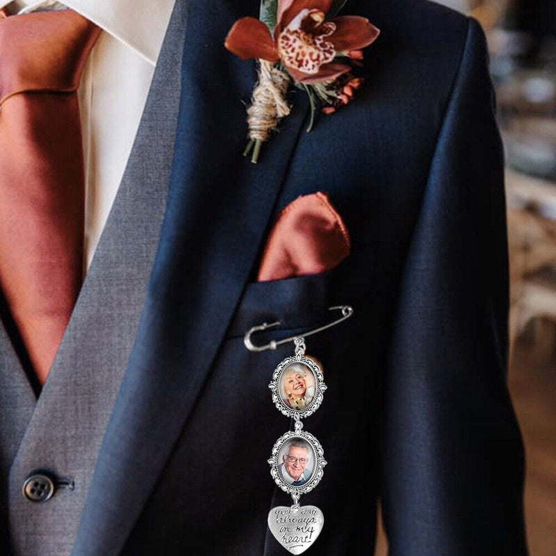 Wedding Bouquet Photo Memorial Charm Pin Brooch Pendant for Graduation Holi