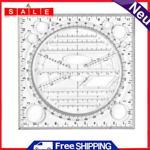 Rotating Drawing Ruler Student Mathematical Stereo Geometry Art Design Template