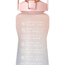 2000ml Water Bottle Sports Leakproof Time Marker Drinking Cup (Blue Pink) Newly