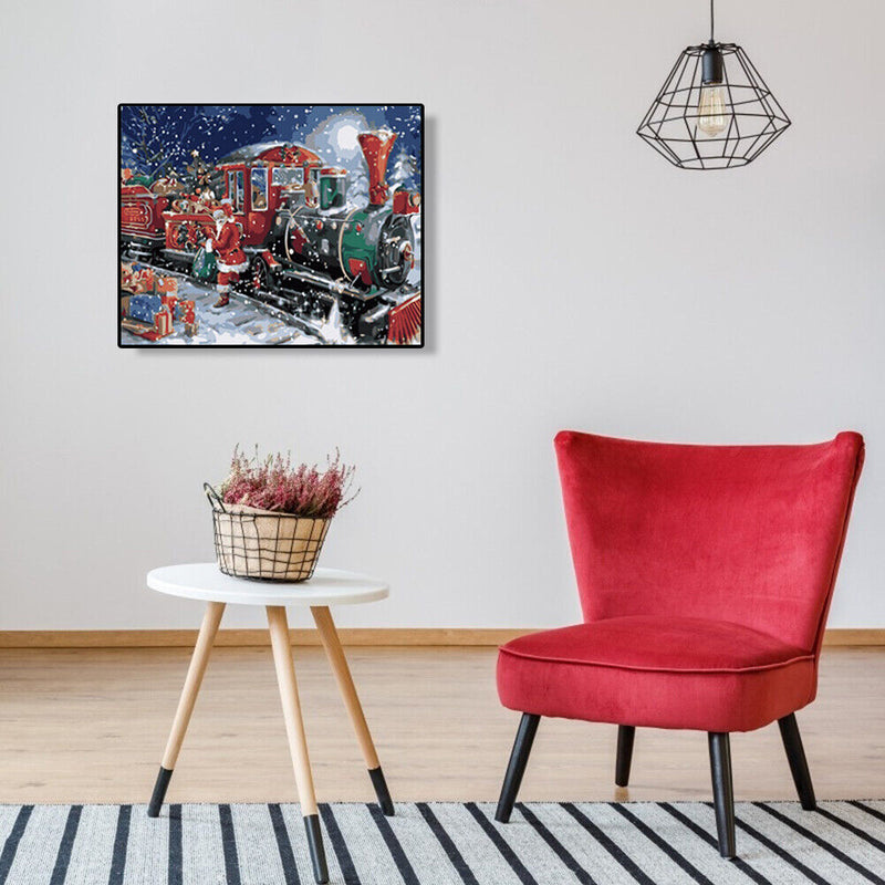 Hand Painted Artwork Frameless DIY Snowing Christmas Painting By Numbers Craft