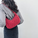 Retro Women Plush Hobos Shoulder Underarm Bag Acrylic Chain Handbag (Red)