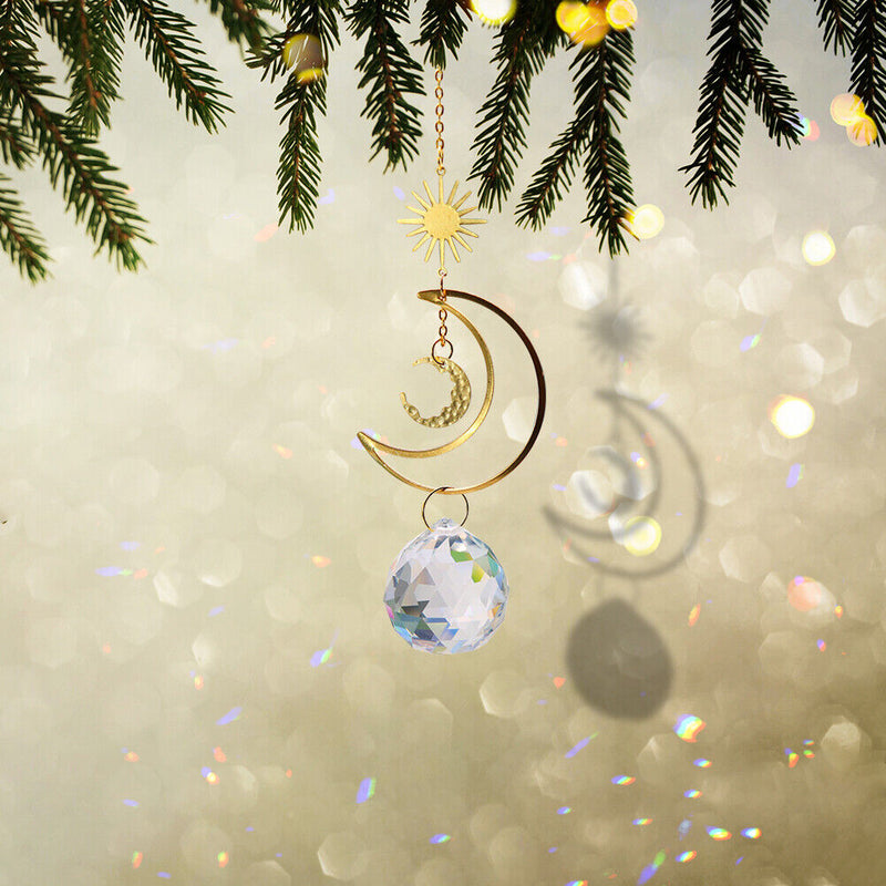 Lighting Accessories Moon Sun Ball Crystal Suncatcher Curtain Car Home Pend
