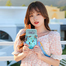 Phone Shaped Water Bottle with Straw & Adjustable Shoulder Straps (Blue) Newly