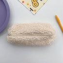 Stationery Storage Plush Pen Case Student School Cosmetic Organizer (White)