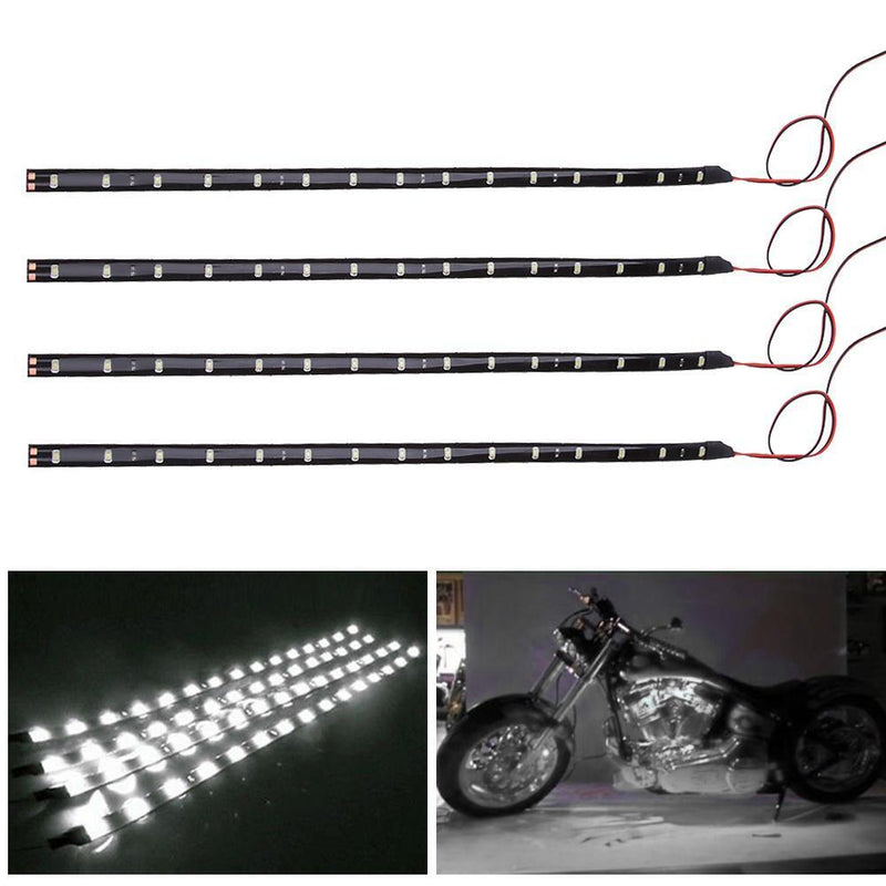 4pcs 30cm/11.8in 15LED Waterproof Flexible Car Truck Grill Light Strips (5)