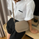 Women Solid Color Shoulder Handbags Simple PU Leather Flap Small Crossbody Bags
