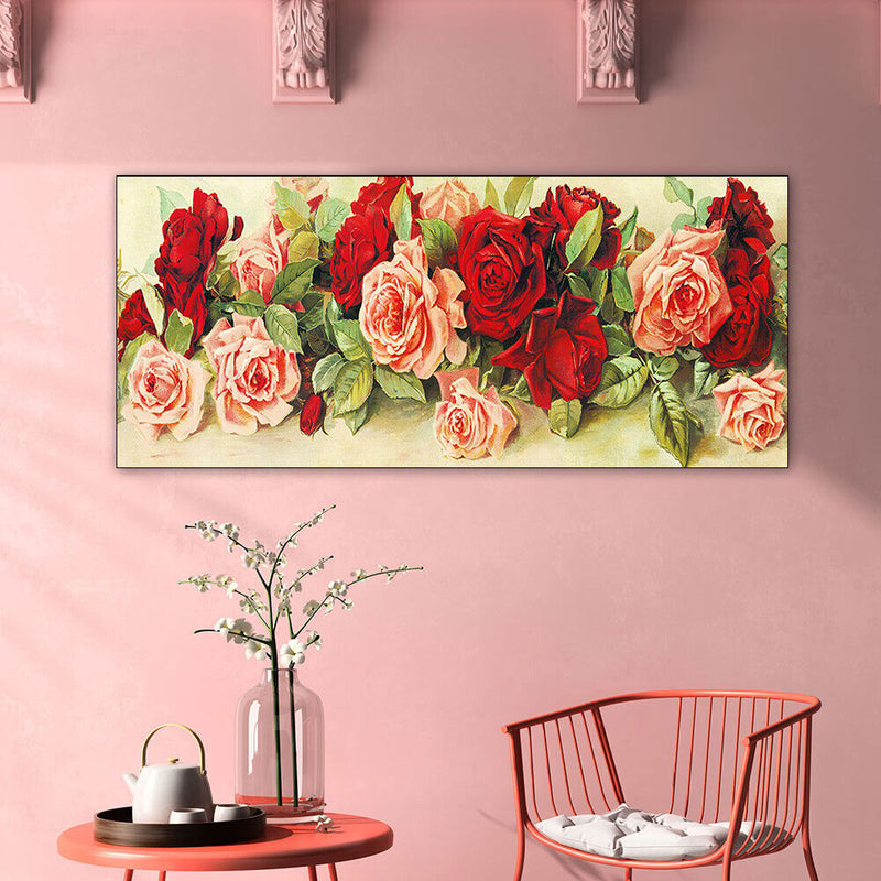 Rose Oil Paint By Numbers DIY Canvas Wall Art Picture Craft Home Decoration Gift