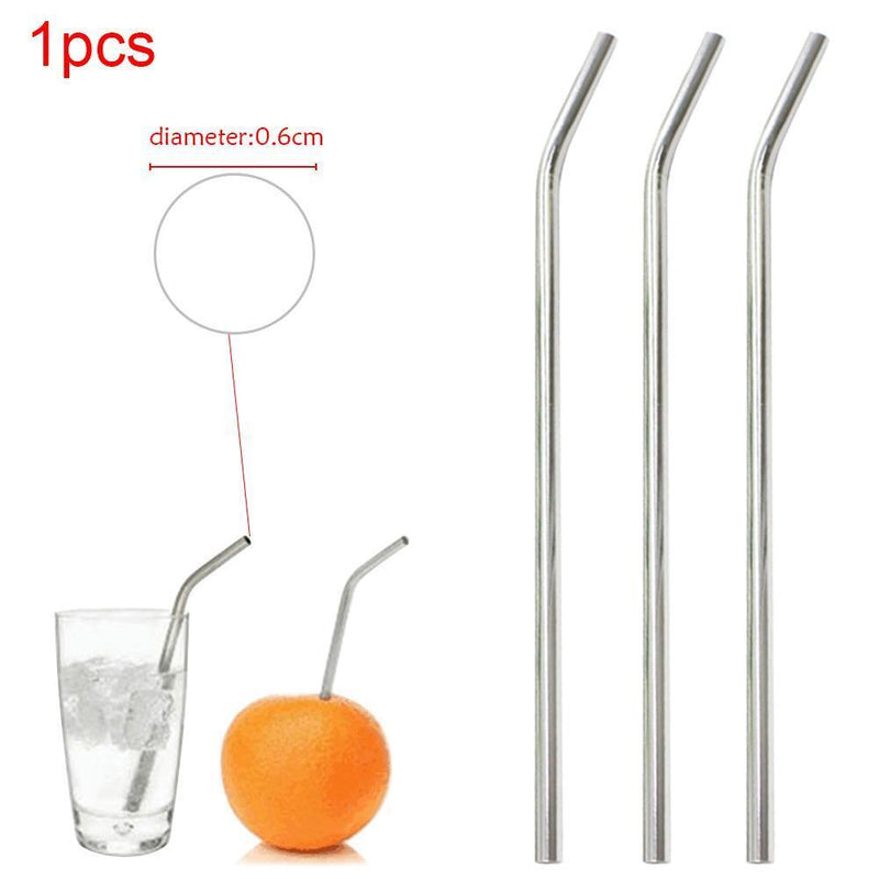 Reusable Stainless Steel Drinking Tube Straw Bend Pipette Suction Pipes Newly