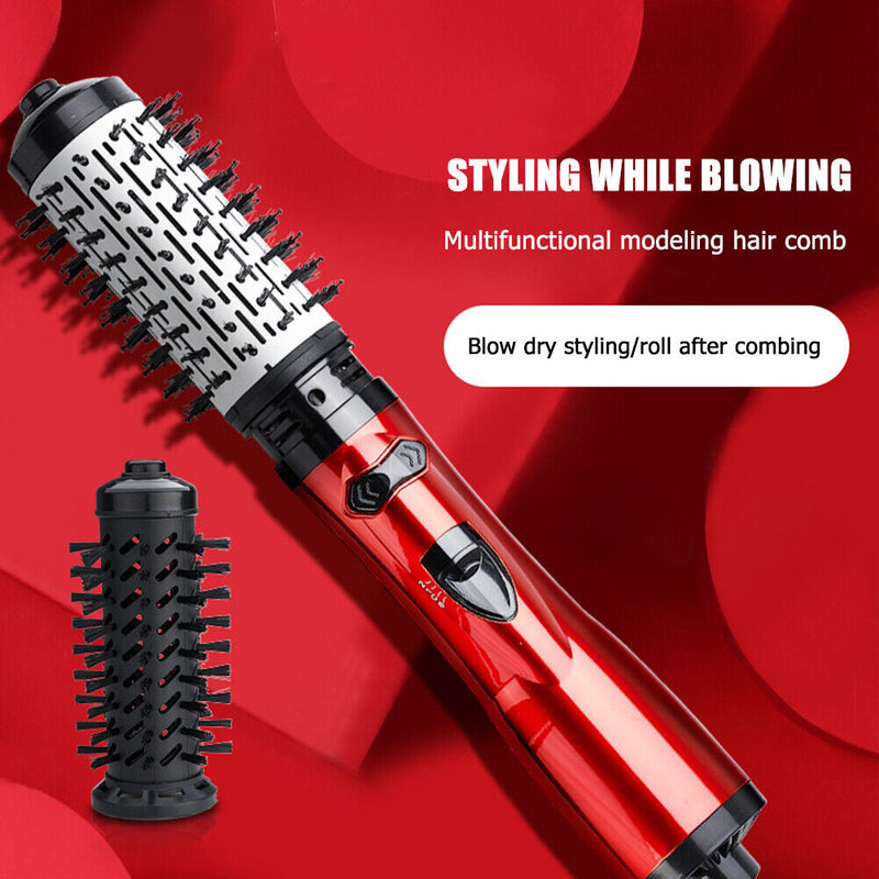 Round 2 in 1 Brush Hair Dryer Curling Straight Ion Hot Air Comb (EU Plug)