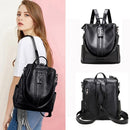 Leather Backpack College Bag Large Capacity Shoulder Bag Travel Tote Backpack