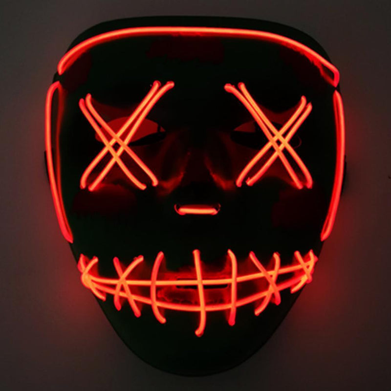 EL Luminous Glowing Masks Halloween Masquerade Makeup Party Decor (Red)