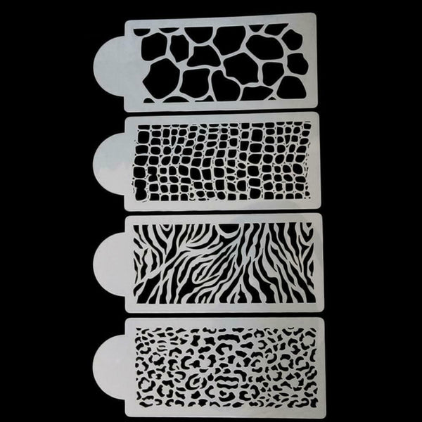 4 Pcs Cake Stencils Cake Decorating Stencils Mold Plastic Spray Templates P3U7
