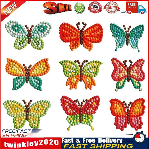 DIY Full Drill Round Butterfly Diamond Painting Children Cartoon Stickers Newly