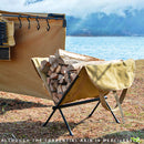 Log Carrier Tote Bag, Canvas Waterproof Firewood Carrying Holder (Khaki)