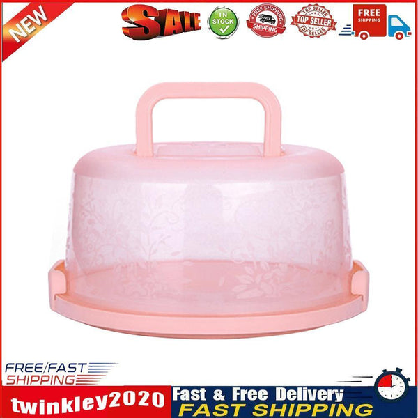 10 inch Round Portable Cake Box Fresh-keeping Case Birthday Decor (Pink) Newly